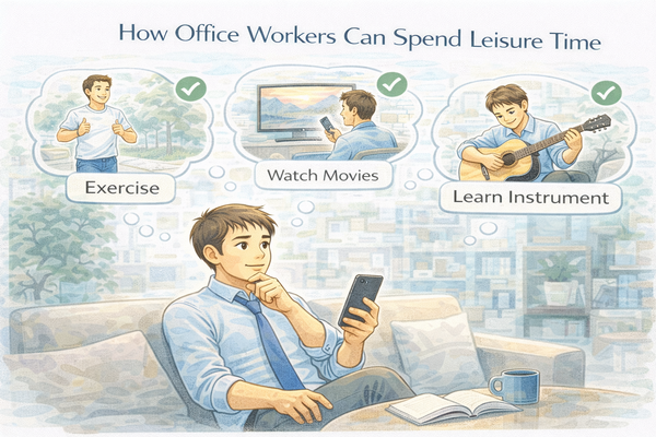 직장인 취미 추천을 고민하며 여가 시간을 보내는 모습